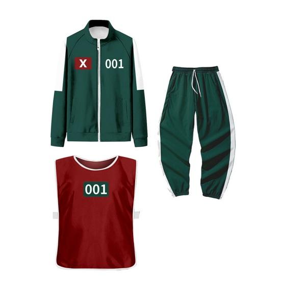 Комплект из 3 предметов Костюм для косплея Толстовка на молнии Куртка Брюки на кулиске с жилетом Корейский игровой спортивный костюм для женщин мужчин Спорт Бег Тренажерный зал