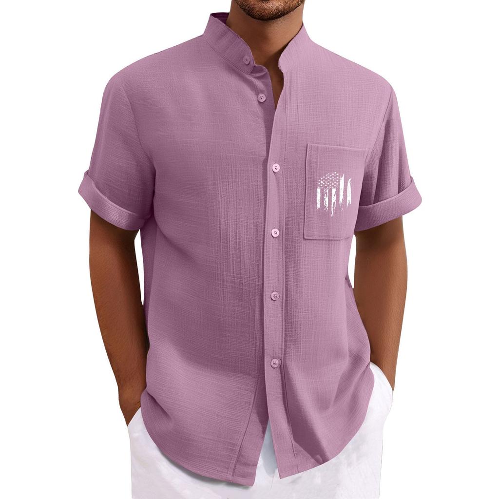 Men'S Casual Loose Short Sleeved Printed Shirt With Fashionable Top