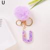 Adorable Glitter Initial Keychain Sparkling Resin Alphabet Pendant With Fluffy Letter Charm For Girls Bags Backpacks Accessories