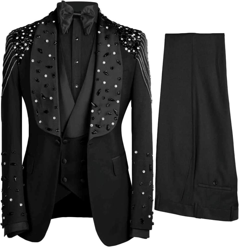 Изысканный хрустальный мужской костюм-тройка, вечерние платья, платья для особых случаев, мужской сценический костюм, платья знаменитостей, выпускные платья