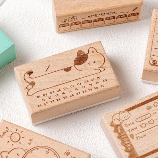 Планировщик с мультяшным котом, штамп для самостоятельного скрапбукинга, еженедельное ежемесячное расписание, время планирования