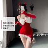 Сексуальное нижнее белье Рождественский костюм C Красный бант Скошенный подол Юбка с запахом на бедрах Новогоднее представление