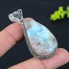 Caribbean Larimar Gemstone Handmade 925 Sterling Silver Pendant 2.44" R2c16
