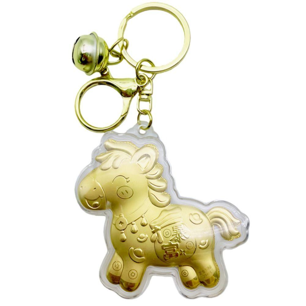 Wealthy Gold Horse Keychains Luck Bag Pendant Bags Accessory Pony Keychain  Chinese New Year