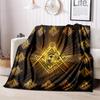1PC Freemasonry theme printed blanket, all season lightweight home office outdoor nap multifunctional blanket A7