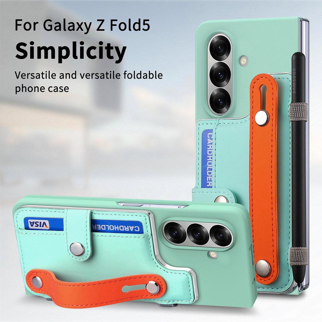 Кросс-бордерный чехол-кошелек на запястье для Samsung Z Fold7 - Корпус из ПК с ощущением кожи со встроенной пленкой для Z Fold6