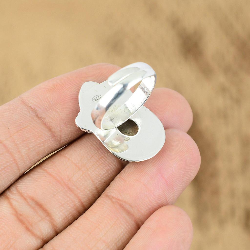 Pear Labradorite Stone Unique Promise Wedding Trendy Artisan New Ring 925 Silver