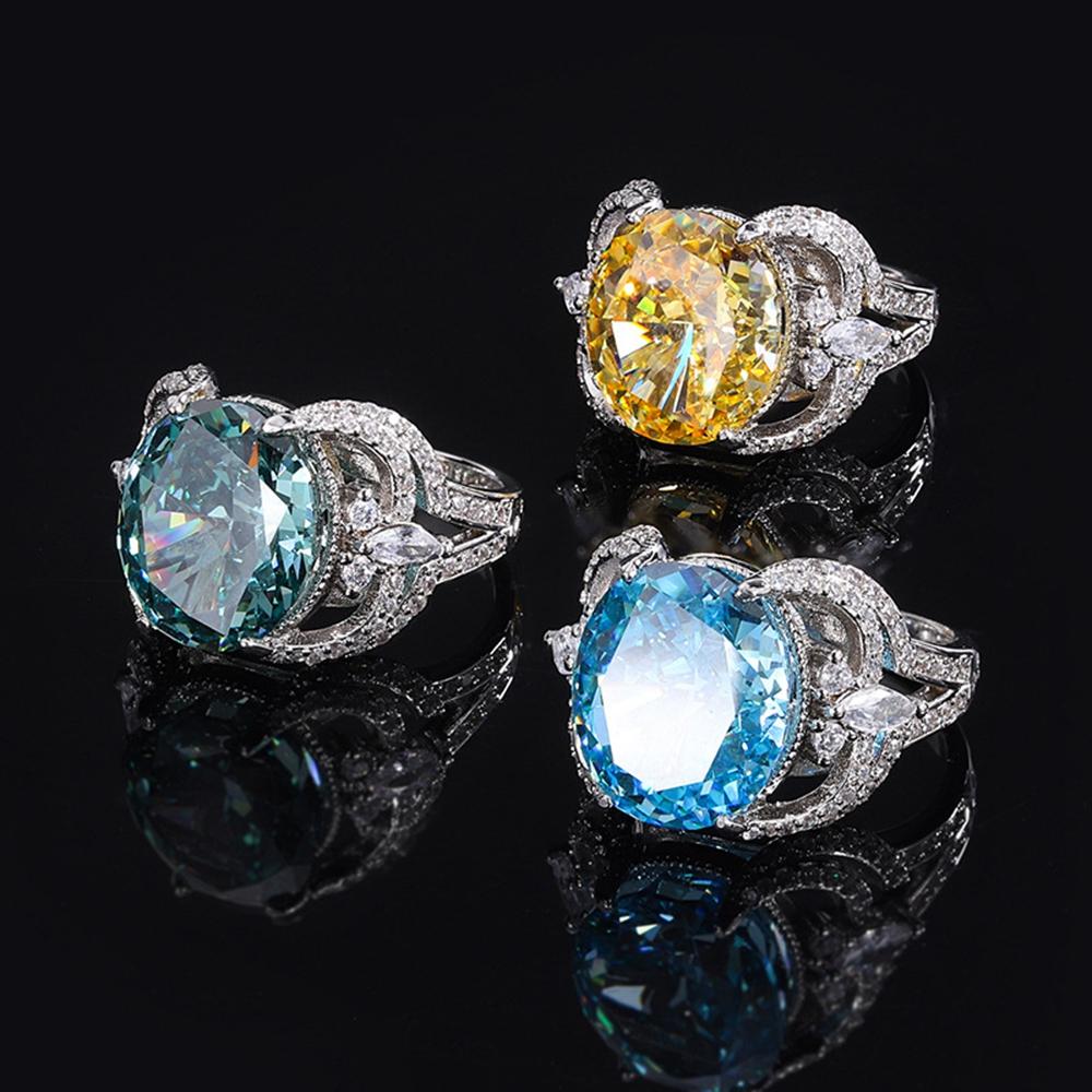 Модное 18-каратное позолоченное кольцо 12*14 мм Необычное яркое кольцо из курнда для женщин, подарок на помолвку, стерлинговое серебро 925 пробы, ювелирные изделия