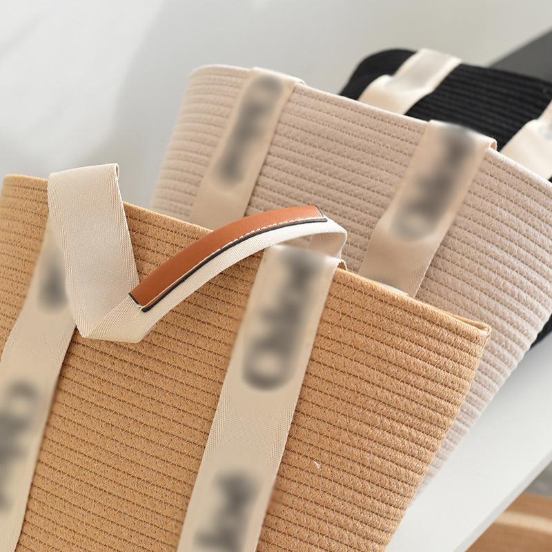 Плетеная соломенная сумка-тоут Celebrity: Ручная корзина с ручками с надписями, сумка через плечо из хлопковой веревки для женщин