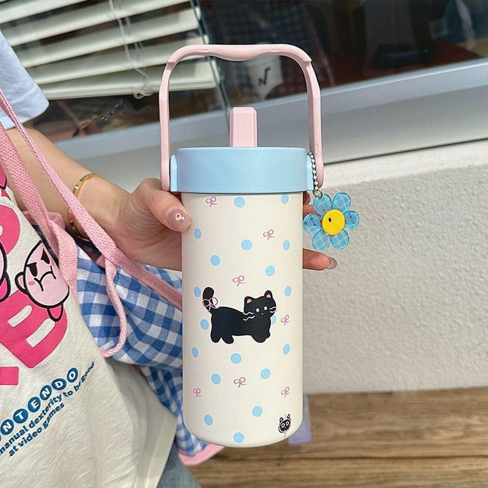 Вакуумная кружка 600 мл с подвеской, изолированная кружка, милая термобутылка для воды для мальчиков и девочек