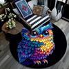 Owl Artwork Round Area Rug,Carpet Rug for Living Room Bedroom Sofa Playroom Decor,Non-slip Floor Mat
