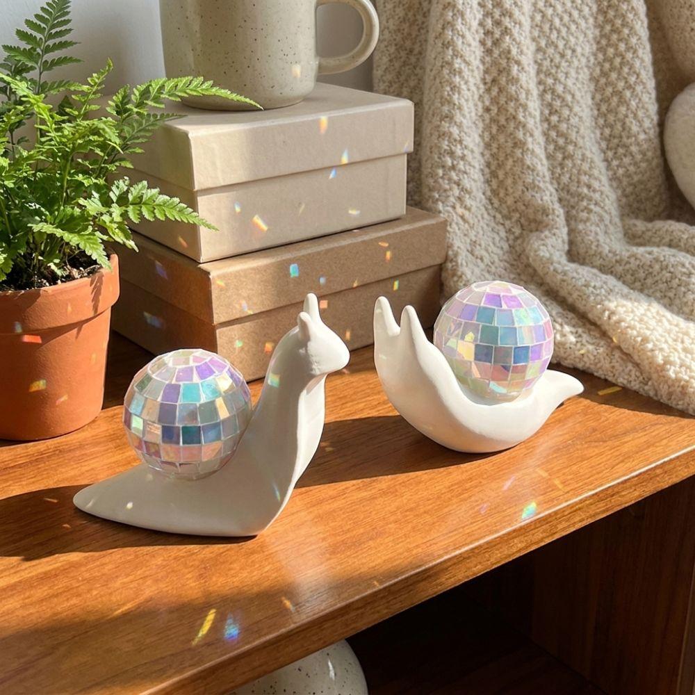Retro Style Snail Disco Ball Sun Catcher Miniature Snail Desktop Ornaments Bedroom