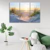 Картина из трех частей, печать на холсте, пляж, море, дюны, закат