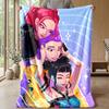 Фланелевое одеяло с принтом Kpop Demon Hunters Мягкое Теплое Легкое Всесезонное Одеяло для Дивана Кровати Кемпинга Домашнего Декора Праздничный Подарок