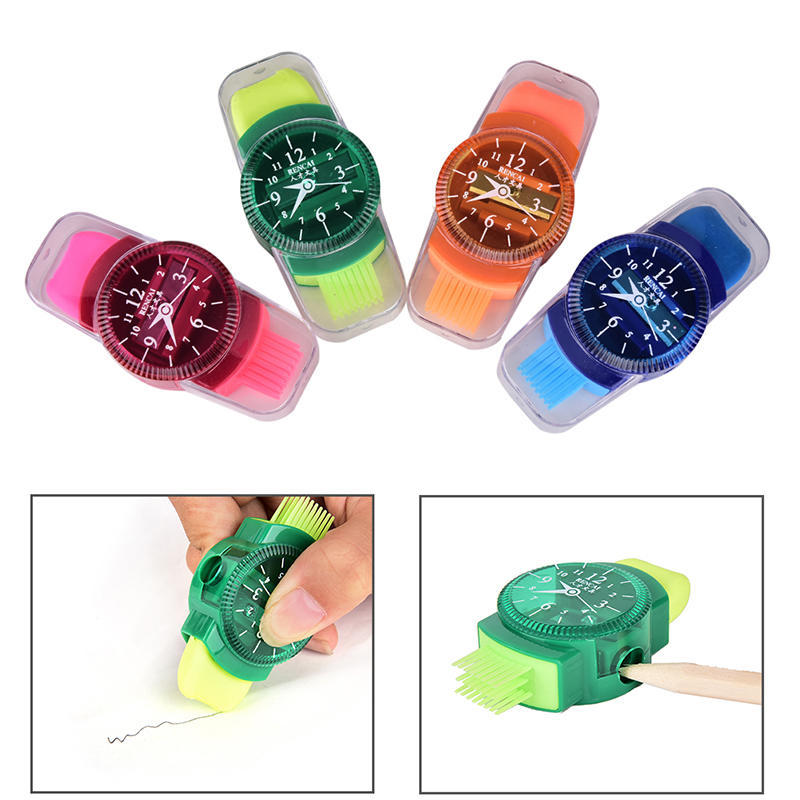 Watches Sliced Pencil Sharpener With Erasers Brush Office School Supplie