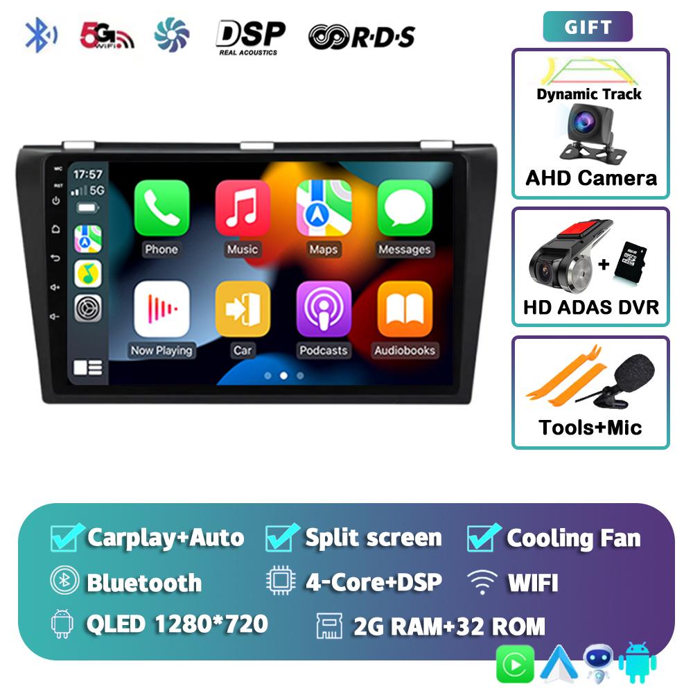 Android 14 Carplay Auto Car Radio For Mazda 3 2004-2009 Multimedia Video Player Navigation Speakers Head Unit Stereo 2 Din Audio