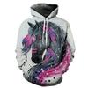 Autumn 3D Horse Pattern Printed Hoodies Fashionable Casual Sports Long Sleeved Men's Hooded Sweatshirts