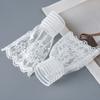 White Lace Floral Sweater Fake Sleeves for Womens Detachable Sleeved Horn Cuffs Embroidery Clothing Accessories