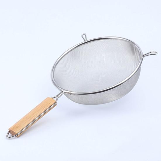 Stainless Steel Mesh Strainer with Wooden Handle Fine Mesh Filter Spoon Wire Sieve