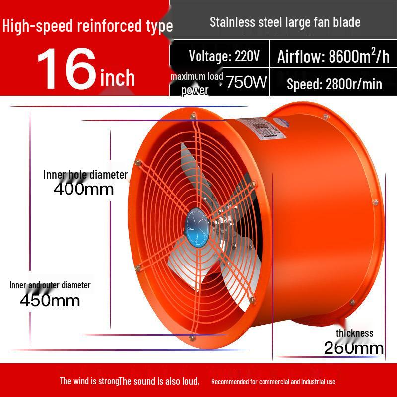 Powerful Silent High-Speed Axial Flow Kitchen Exhaust Fan for Oil Fume