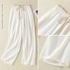 2025 лето новые легкие и дышащие однотонные хлопково-льняные прямые брюки женские литературно-художественный стиль кулиска эластичная талия повседневные