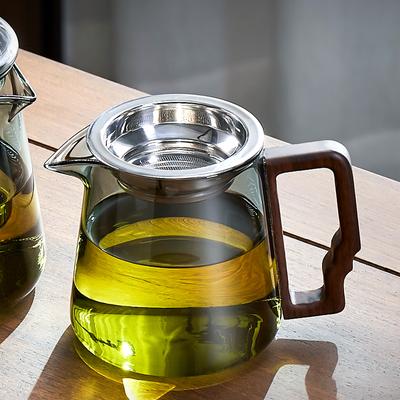Чайная чашка с деревянной ручкой из боросиликатного стекла, диспенсер для чая в китайском стиле с фильтром, чайный сервиз Chahai Kung Fu