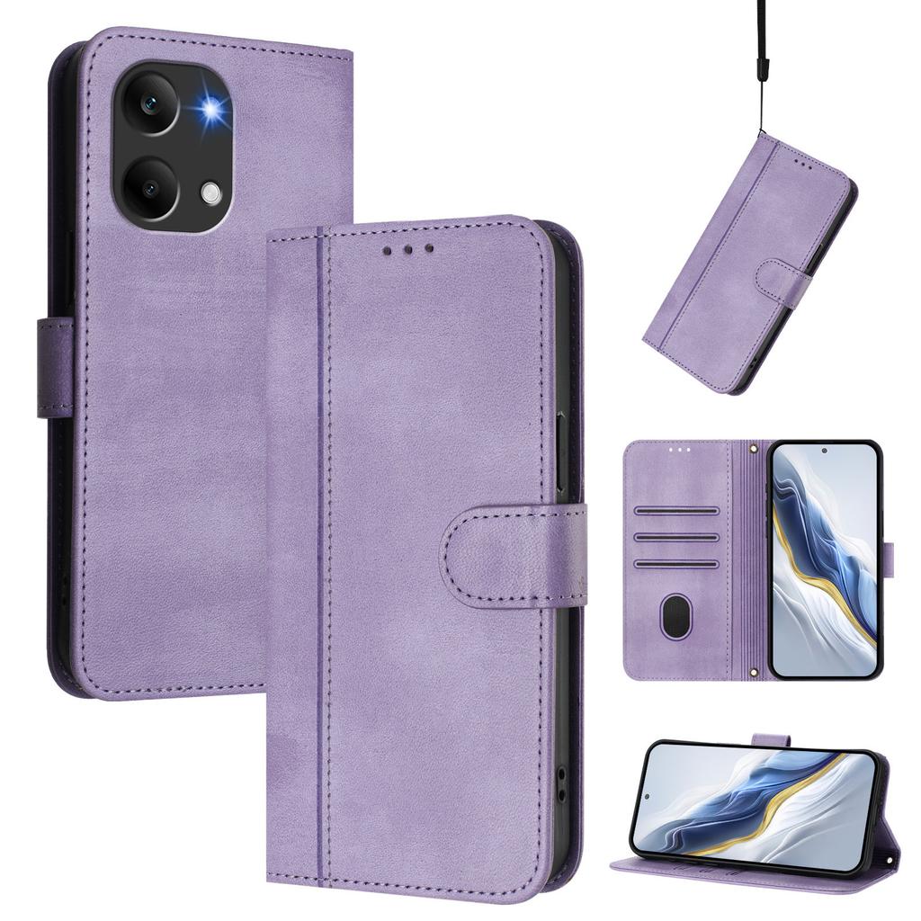 Wallet Case for Poco X8 Pro Max 5G - Leather/PU, Purple, With Lanyard