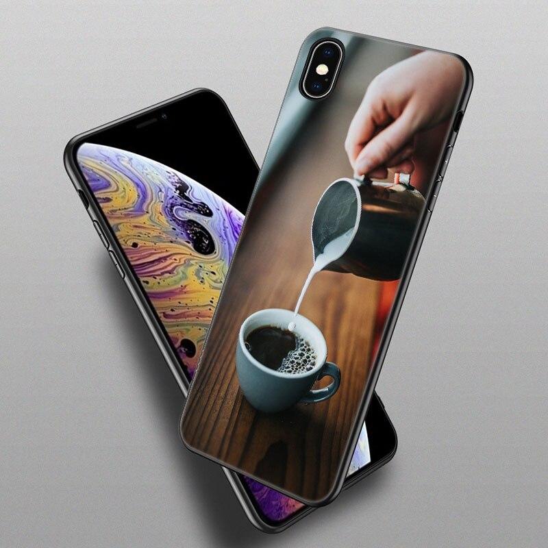 Чехол для телефона с чашкой кофе и вина для Apple iPhone 13 12 Mini 11 Pro XS Max X XR 8 7 6S 6 Plus SE 2020 5S 5, мягкий черный чехол из ТПУ