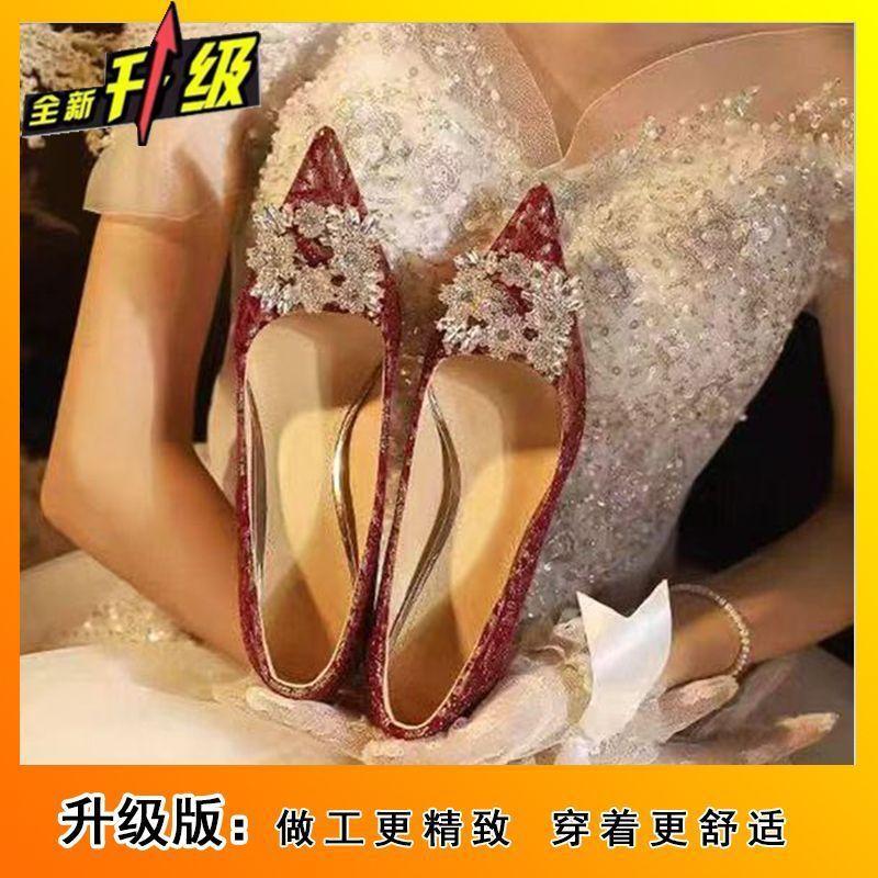 Fashion Outer Wear Versatile Niche High-end Sense Beautiful Bride Shoes 2025 Spring and Summer New Wedding Shoes High Heels Women