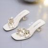 Модные тапочки Женские 2025 Лето Новинка Высокое качество Элегантные Сексуальные С открытым носком Женская обувь Модные Бестселлер Платье Кристальные Босоножки на каблуке