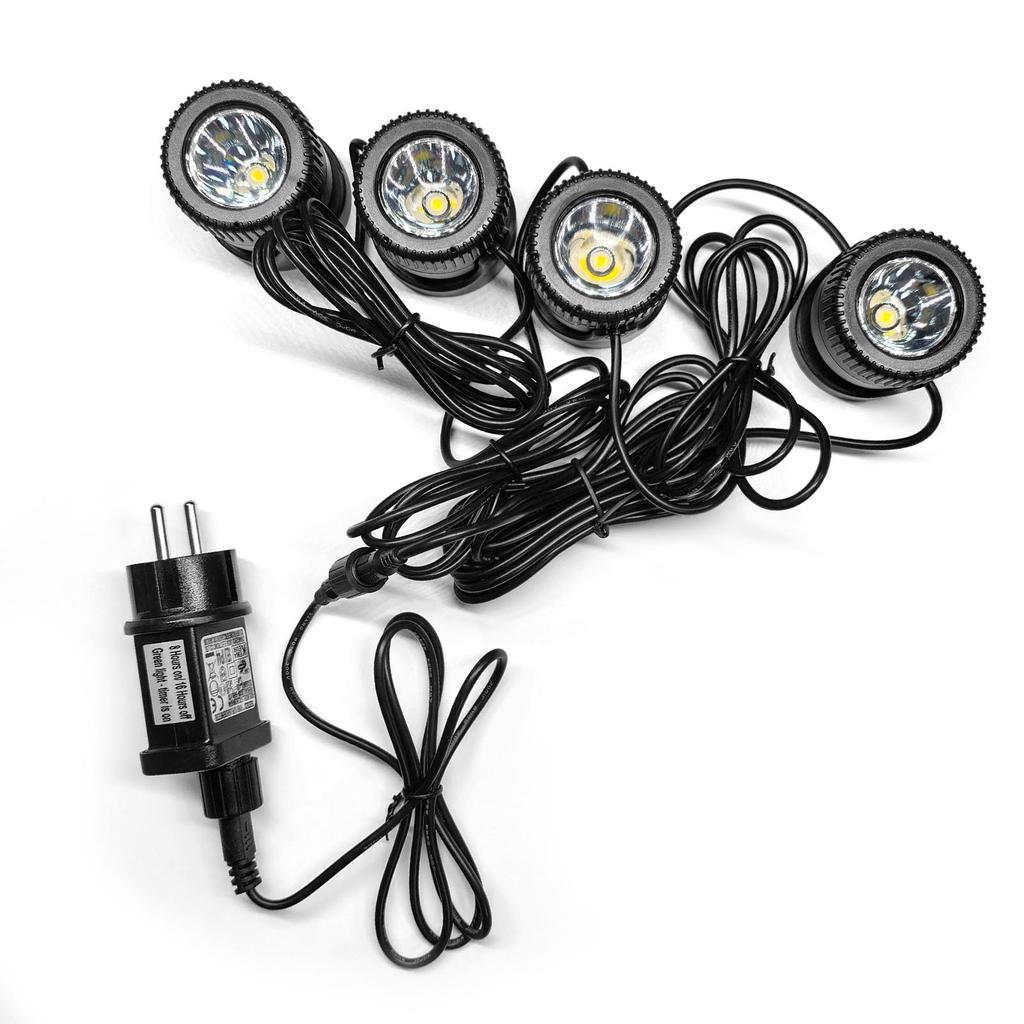 Set of 4 Warm White Pond Lights LED Submersible Fountain Lights IP68 Waterproof Underwater Landscape Spotlights with