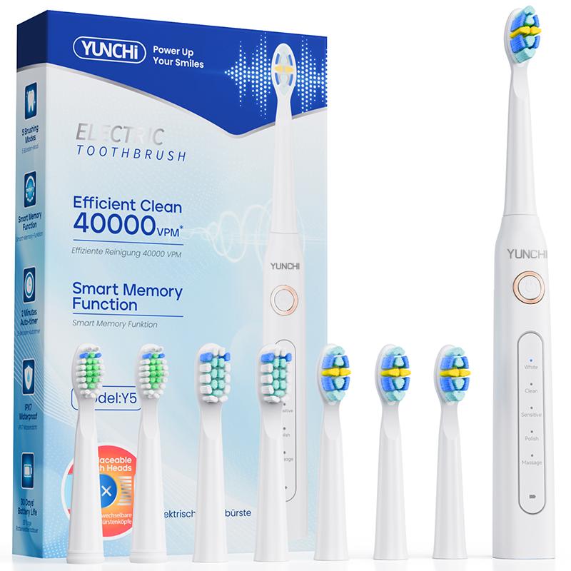 Электрическая зубная щетка 507N, 1 ручка + 8 насадок, интерфейс постоянного тока, зарядка через USB, 5 скоростей, таймер