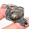 Natural Turritella Fossil,Spinel Gemstone 925 Sterling Silver Pendant 2.32" A6j68