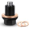 M14 x 1.5 Magnetic Oil Drain Plug T6 Aviation Aluminum with Red Copper Crush Washer Gasket Compatible with Ford GM Hyundai KIA and More Select Models