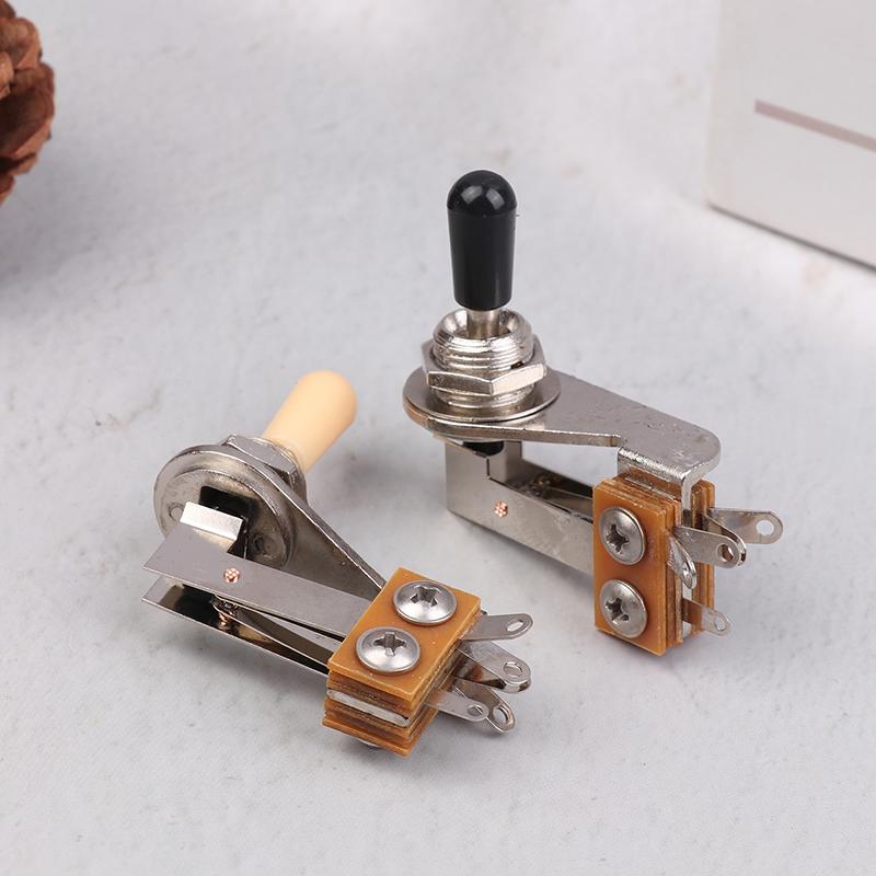L-Type 3 Way Toggle Switch Right Angle L-Shaped Electric Guitar Pickup Selector Switch With Black/ Yellow/ White Plastic Cap