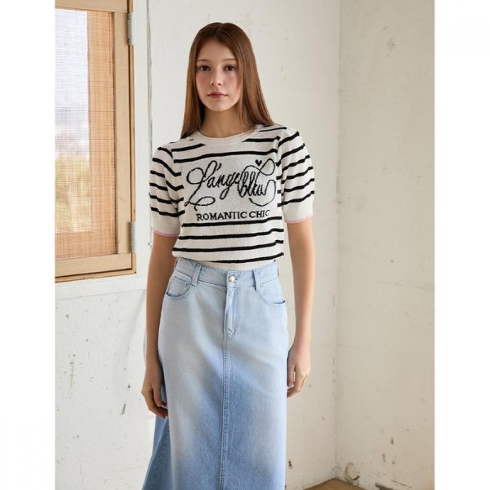 Egoist Volume Boucle Lettering Short Sleeve Knit Es2okh02
