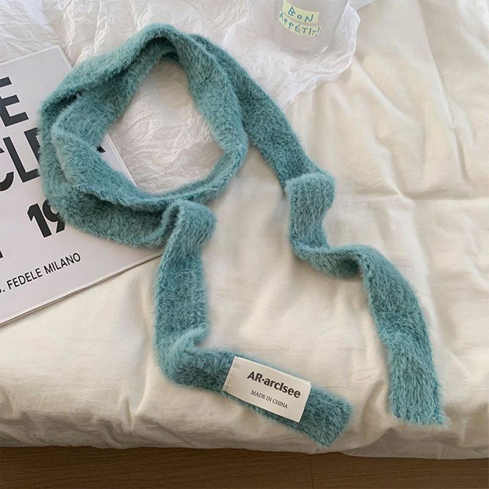 Solid Color Long Strip Scarf Plush Mohair Women Scarf New Y2K Girl Scarf Outdoor
