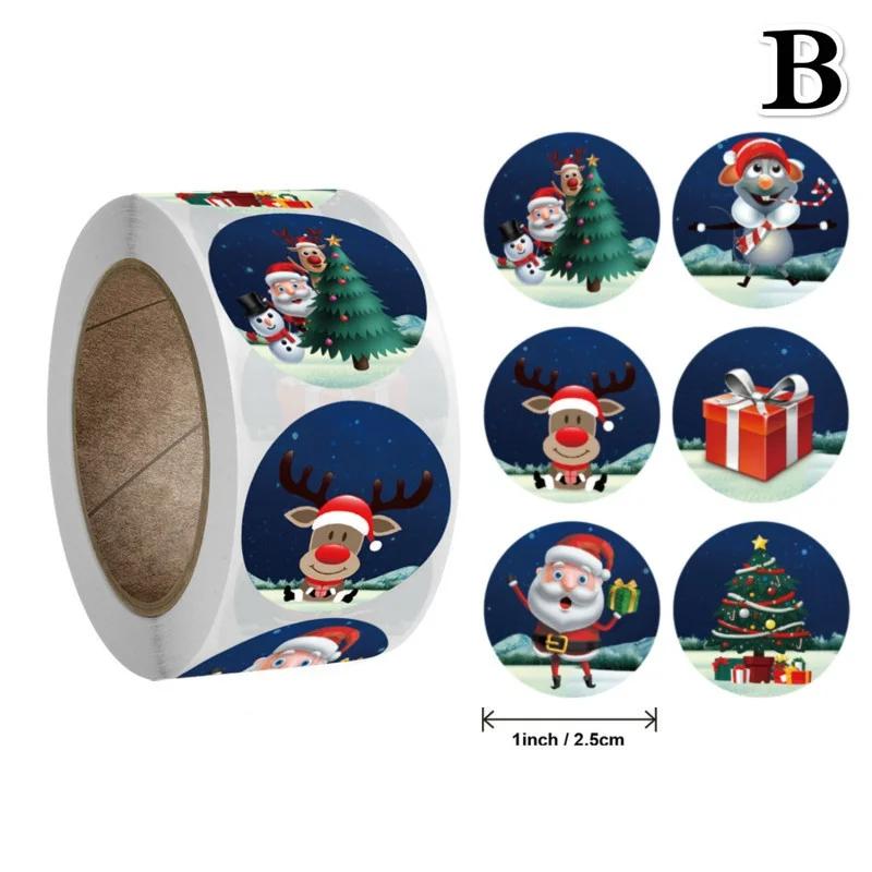 500pcs/roll Christmas Round Santa Claus Stickers Gift Packaging Sticker Letter Stickers