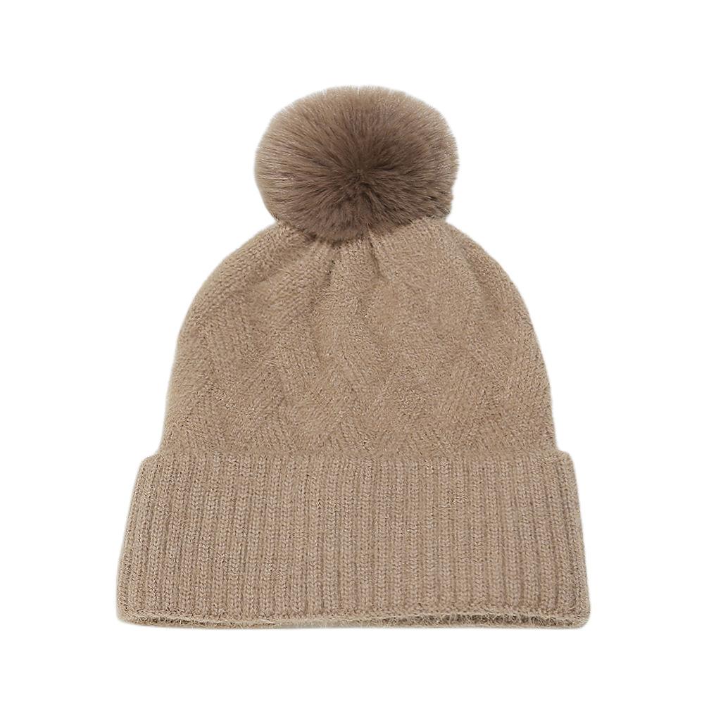 Wool Hat Autumn and Winter Braid Striped Plaid Ear Protection Warm Hat Imitation Mink Knitted Hat Women