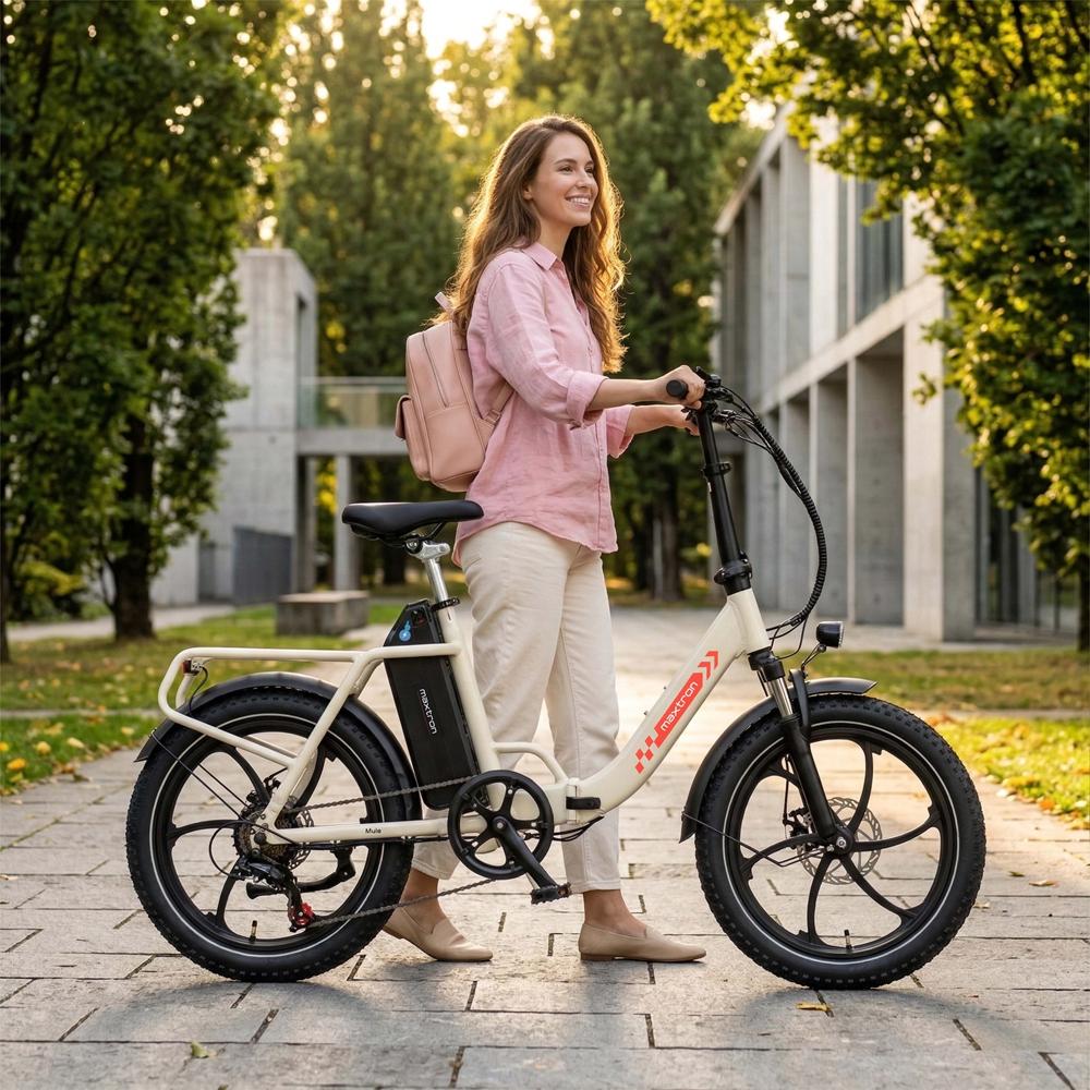 Электровелосипед Maxtron Mule 250 Вт 20-дюймовые шины Городской складной электровелосипед Мотор 48 В 20 Ач Двойные дисковые тормоза 7 скоростей ЖК-дисплей Максимальная нагрузка 120 кг