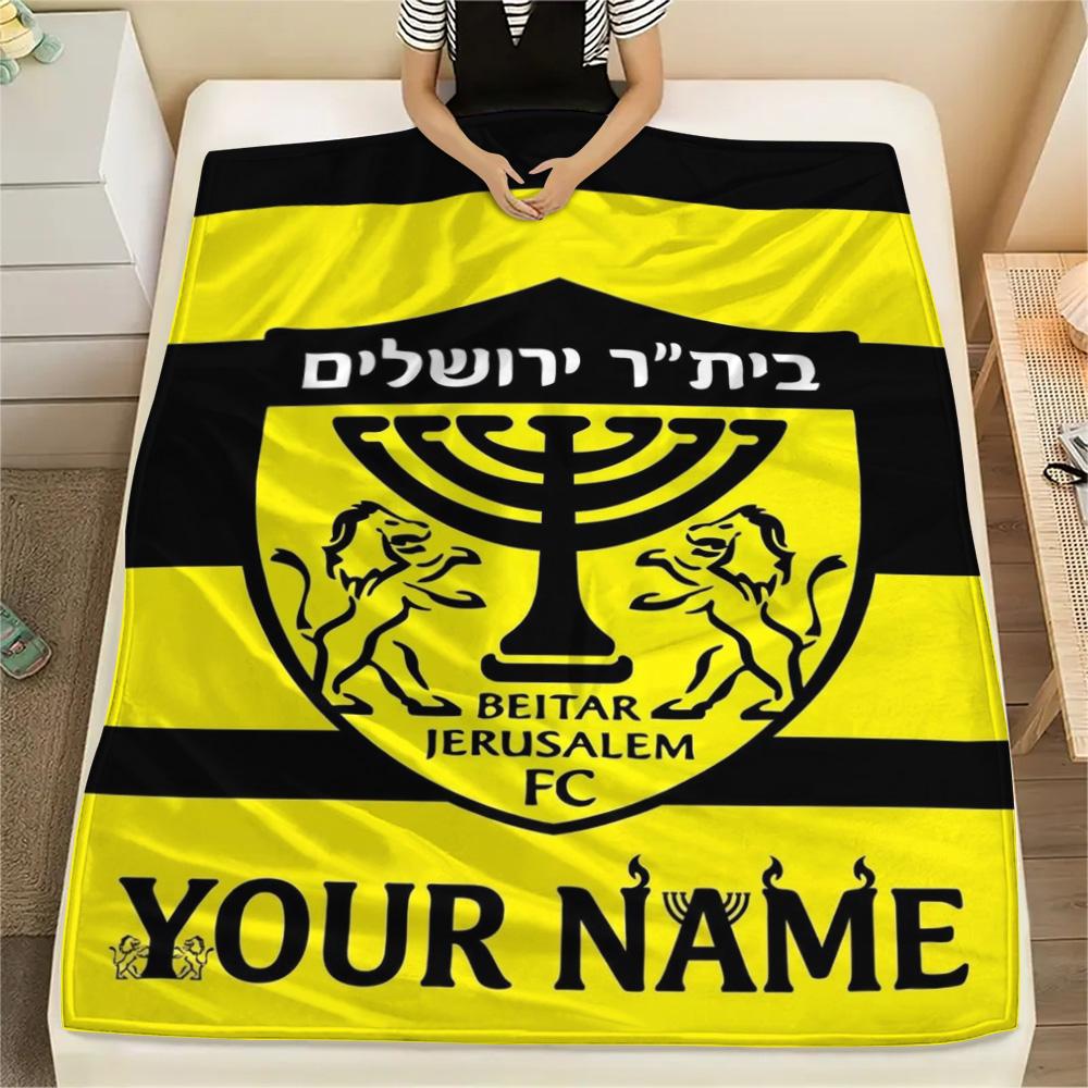 1PC Beitar Jerusalem Fc Crest Custom Name Patterned Flannel Blanket Suitable For All Seasons For Home Decor Warmth And Comfort Gifts Holiday Present