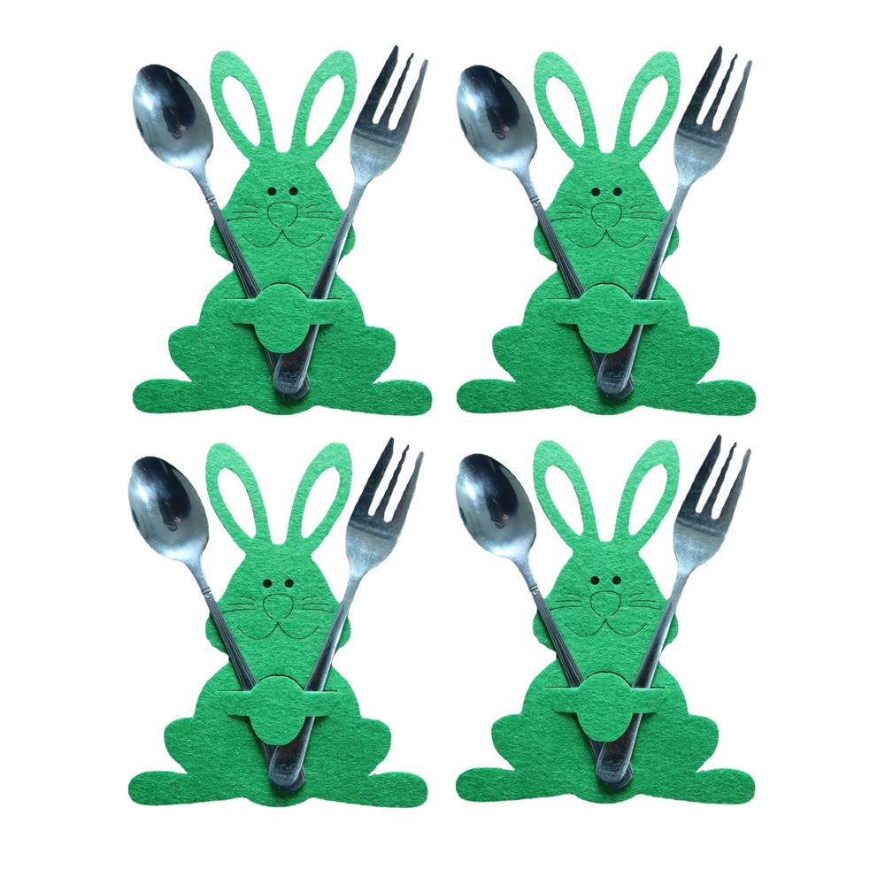 Пасхальный кролик, держатель для ножей и вилок, 4 шт./компл., сумки для столовых приборов с пасхальным кроликом, органайзер для посуды, украшения для стола, товары для вечеринок