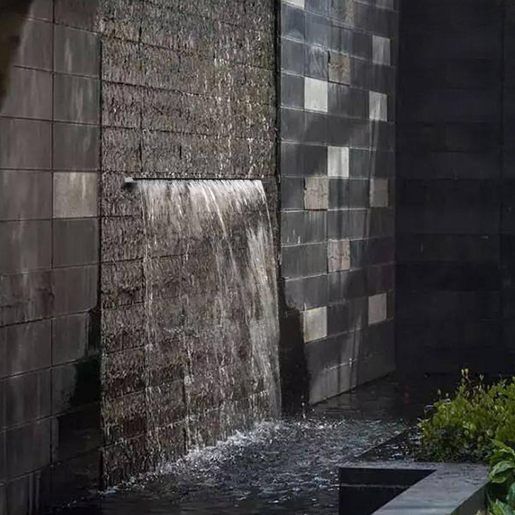 Водопад из нержавеющей стали, переливной фонтан для бассейна шириной 12 дюймов с разноцветной светодиодной подсветкой и набором для чистки, садовый декоративный фонтан