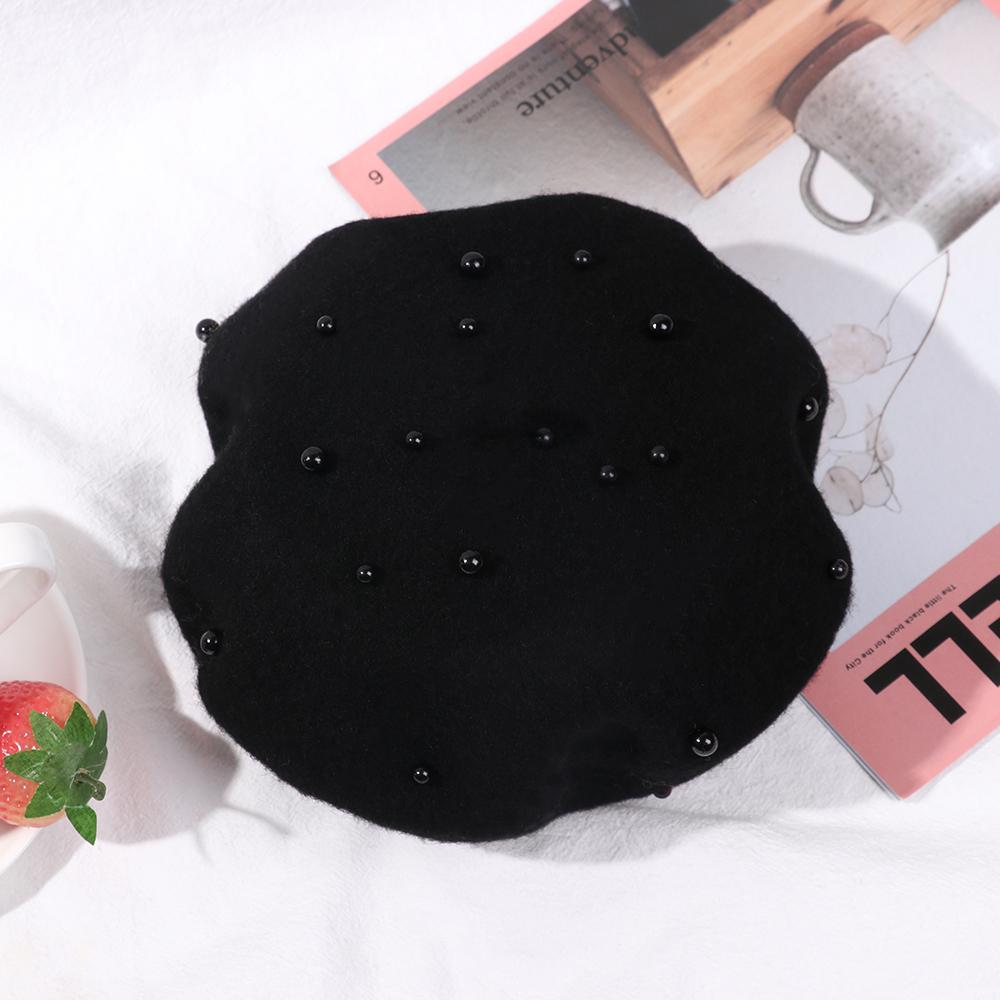 Toddler Pearly Warm Beret Hat Girls Hats Children Caps Headgear