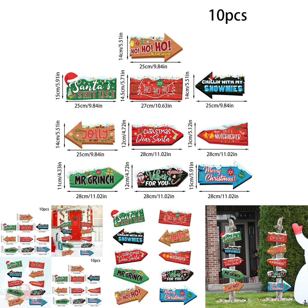 Рождественские уличные знаки с цветными бумажными указателями-стрелками для планирования праздничных мероприятий