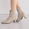 HIMIKO / 5cm modified heel sheep leather stretch boots / 641404 ivory 265