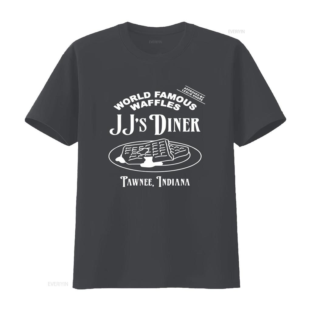 JJs Diner Indiana World Famous Waffles by Leslie Knope Parks and Rec T Shirt vintage Washed Versatile Breathable Casual