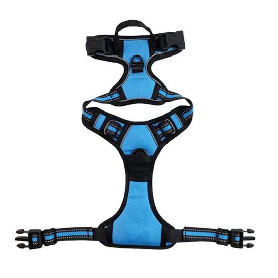 Шлейка для собаки с ручкой, дышащая, регулируемая, с мягкой подкладкой, светоотражающая, не тянущая, с передней клипсой для прогулок, тренировок, охоты