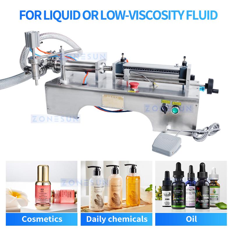 ZONESUN ZS-YT1 Liquid Filling Machine Pneumatic Piston Pump Bottle Filler for Shampoo Gel Water Wine Vinegar Coffee Oil Drink
