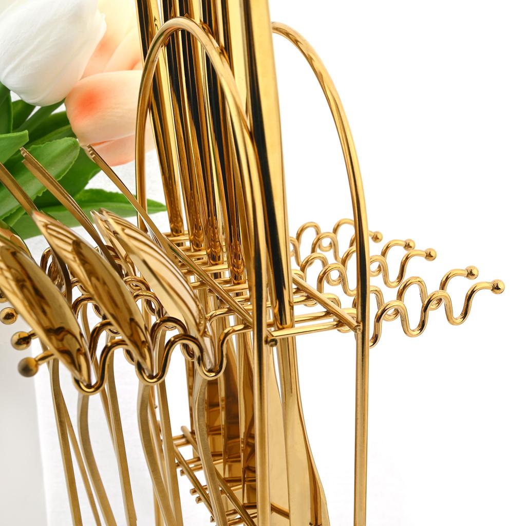 24 шт., набор столовой посуды из черного золота, набор столовых приборов из нержавеющей стали, кухонная вилка, нож, ложка, набор столовых приборов, набор столовых приборов, столовые приборы, подставка для столовых приборов